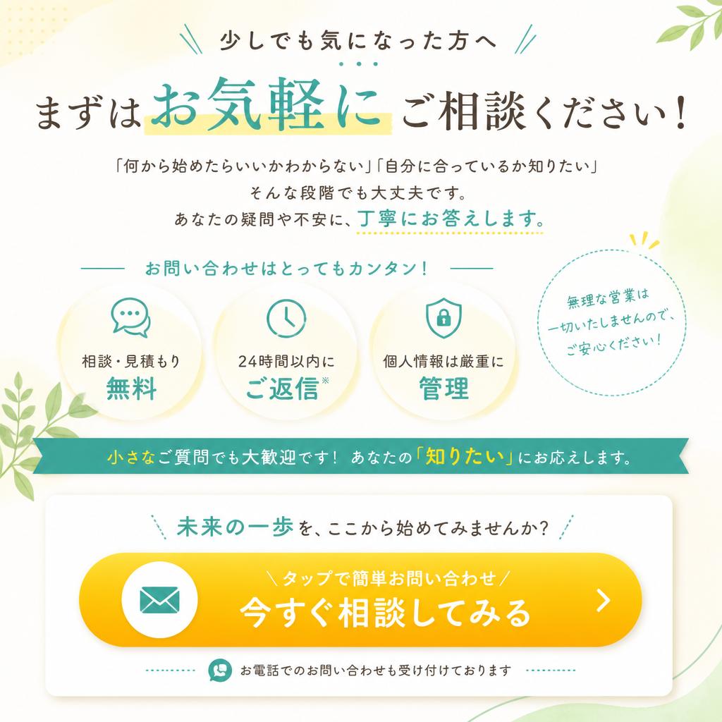 今すぐあなたの未来を変えるために問い合わせを！